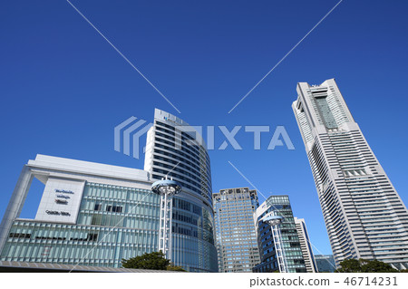 Yokohama cityscape in Japan We look at Yokohama landmark towers from Sakuragicho station square 46714231