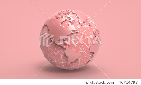 3D cartoon globe illustration on pastel BG 46714798