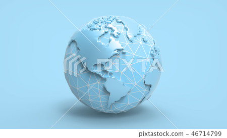 3D cartoon globe illustration on pastel BG 46714799