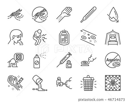 Dengue Fever line icon set. Dengue Fever line icon set. 46714873