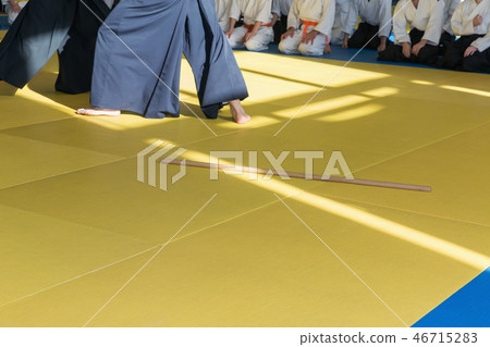 People in kimono on martial arts weapon training seminar 46715283