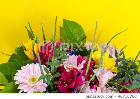 Mix of summer flowers in bouquet on bright  46716766
