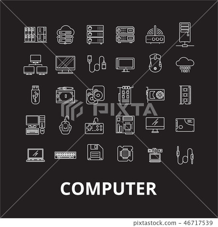 Computer editable line icons vector set on... - Stock Illustration ...