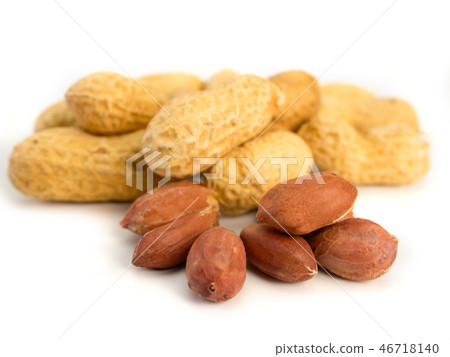 Dried peanuts isolated on white background. 46718140
