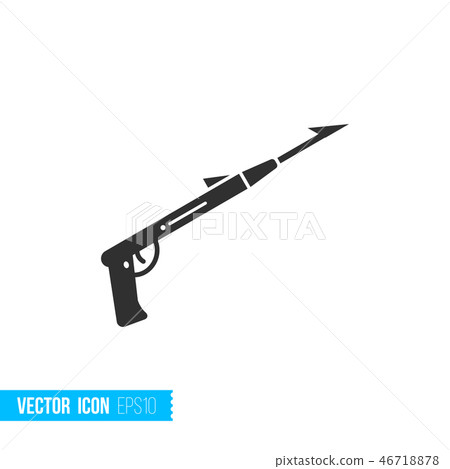 Speargun diving rifle icon in silhouette flat style isolated on white background. Speargun diving rifle icon in silhouette flat style isolated on white background. 46718878