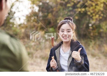 Camping, Young Women, Korean 46719220