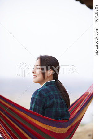 Camping, Young Women, Korean 46719305