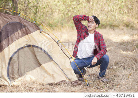 Camping, Young Men, Korean 46719451