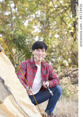 Camping, Young Men, Korean 46719456