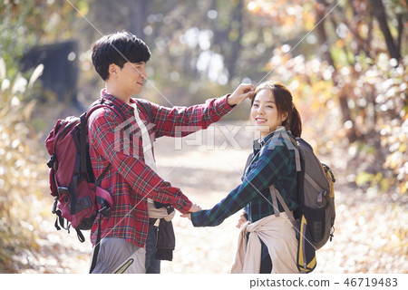 情侶，露營，韓國 46719483