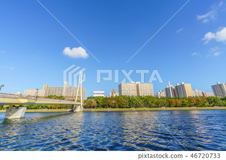 Shinagawa Hyakukkei Kamome Bridge and Keihin Canal / Yashio housing complex and green path park 46720733