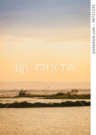 Sunset over wetland. Sunset over wetland. 46721243
