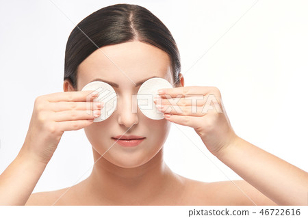 Home face care. Girl remove makeup. Woman Home face care. Girl remove makeup. Woman 46722616