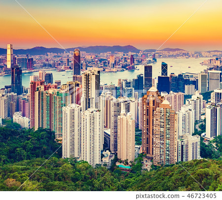 Hong Kong skyline at sunset 46723405