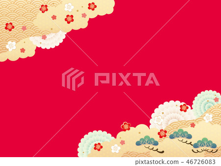 Background material-Japanese pattern image 5 (pine, plum) Background material-Japanese pattern image 5 (pine, plum) 46726083