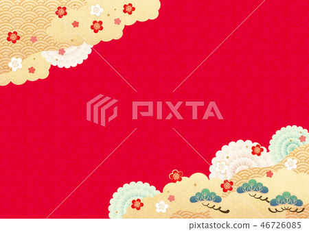 Background material-Japanese pattern image 5 (pine, plum) tech Background material-Japanese pattern image 5 (pine, plum) tech 46726085