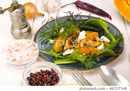 Autumn set seasonal food with pumpkin ingredient Autumn set seasonal food with pumpkin ingredient 46727146