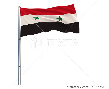 Flag of Syria on the flagpole fluttering 46727819