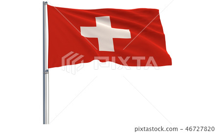Isolate flag of Switzerland on a flagpole Isolate flag of Switzerland on a flagpole 46727820