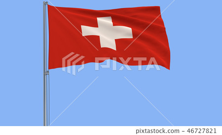 Isolate flag of Switzerland on a flagpole. 46727821