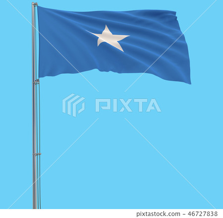Isolate flag of Somalia on a flagpole fluttering 46727838
