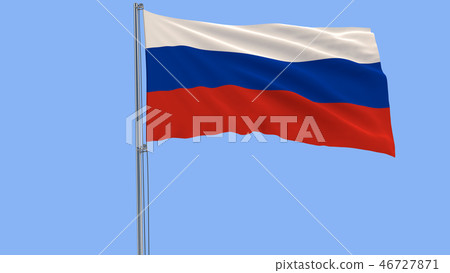 Isolate flag of Russia on a flagpole fluttering 46727871