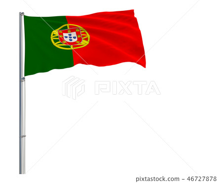 Isolate flag of Portugal on a flagpole fluttering Isolate flag of Portugal on a flagpole fluttering 46727878