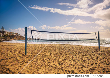 Beach volleyball net on the Corona del Mar State Beach near Los Angeles Beach volleyball net on the Corona del Mar State Beach near Los Angeles 46728599