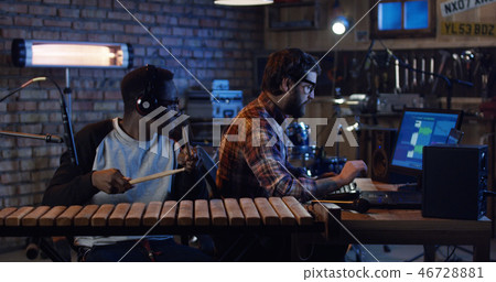 Young musicians playing in home studio 46728881