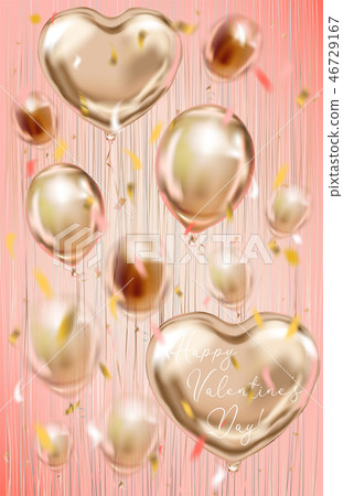Romantic card. Foil balloons on coral background 46729167