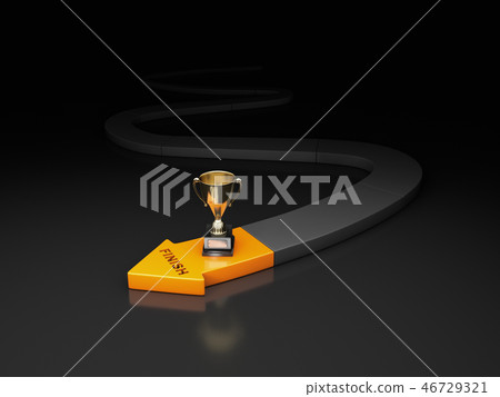 line with yellow arrow at the end and cup 46729321