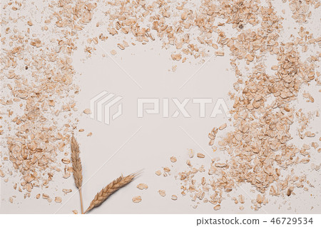 bundle of oat plant with oatmeal  46729534