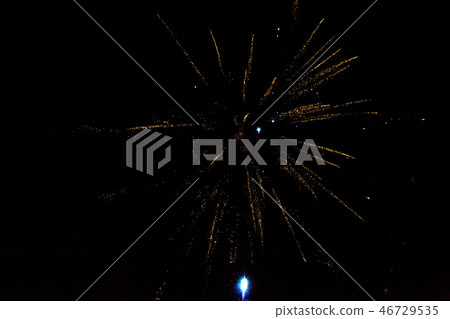 Photo of colored fireworks on the black sky Photo of colored fireworks on the black sky 46729535