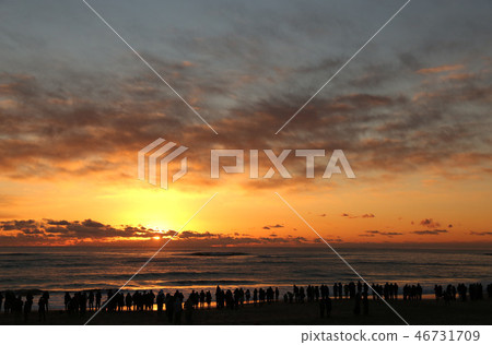 First sunrise Kujihama coast Ibaraki prefecture Hitachi City First sunrise Kujihama coast Ibaraki prefecture Hitachi City 46731709