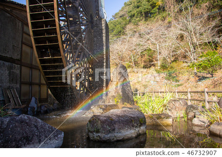 The world's first water wheel of Satsuma Kawauchi City Shibata pond Big water wheel 46732907
