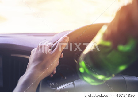 Drinking and driving ,man drinking alcohol while driving car 46734850