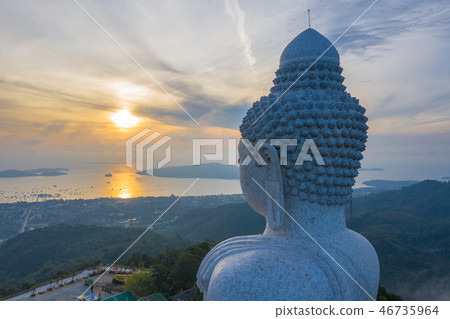 aerial view sunrise in front of Phuket big Buddha aerial view sunrise in front of Phuket big Buddha 46735964