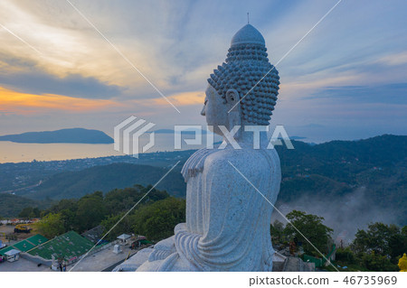 areial view Phuket big Buddha in blue sky areial view Phuket big Buddha in blue sky 46735969