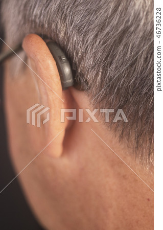 Deaf man hearing aid ear Deaf man hearing aid ear 46736228