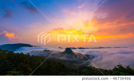 Colorful of sky and fog at Jabo viewpoint 46736466