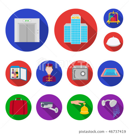 Hotel and equipment flat icons in set collection for design. Hotel and comfort vector symbol stock 46737419
