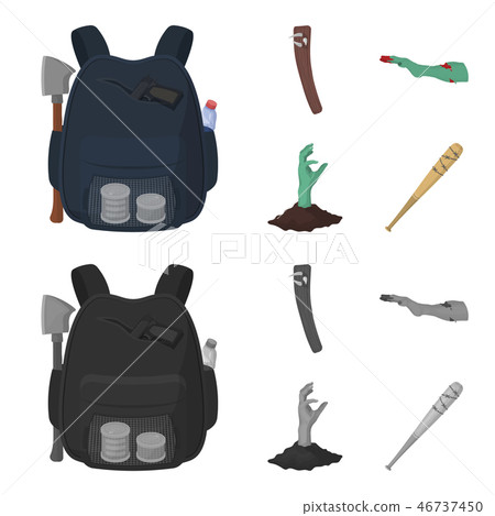 Zombies and Attributes cartoon,monochrome icons in set collection for design. Dead man vector symbol Zombies and Attributes cartoon,monochrome icons in set collection for design. Dead man vector symbol 46737450