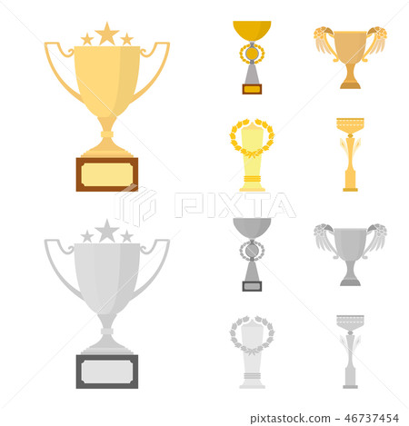 Gold Cup cartoon,monochrome icons in set collection for design. Winners Cup vector symbol stock web 46737454