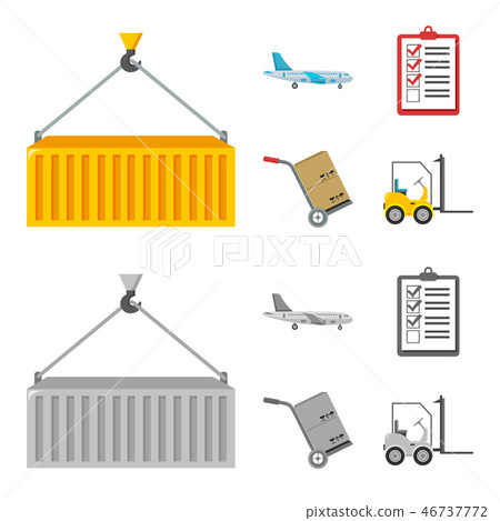 Cargo plane, cart for transportation, boxes, forklift, documents.Logistic,set collection icons in 46737772