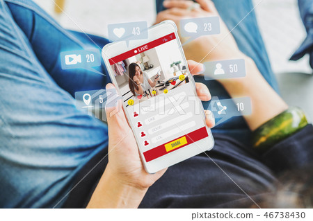 Top view of woman view of beauty blogger Top view of woman view of beauty blogger 46738430