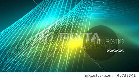 Digital technology abstract background - neon geometric design. Abstract glowing lines. Colorful Digital technology abstract background - neon geometric design. Abstract glowing lines. Colorful 46738541