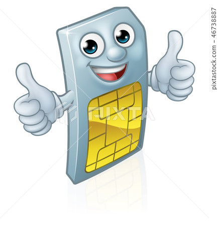 Mobile Phone Sim Card Mascot Cartoon Mobile Phone Sim Card Mascot Cartoon 46738887