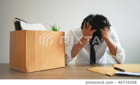 man stressing with resignation letter quit a job 46739306