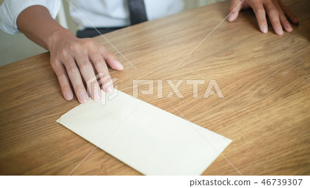 man stressing with resignation letter quit a job 46739307