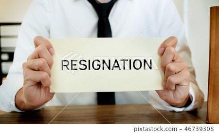 man stressing with resignation letter quit a job 46739308